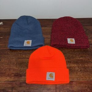 Lot 3 (Orange, Red, Gray) NEW Carhartt Ski Snowboard Work Winter Beanie Cap Hat